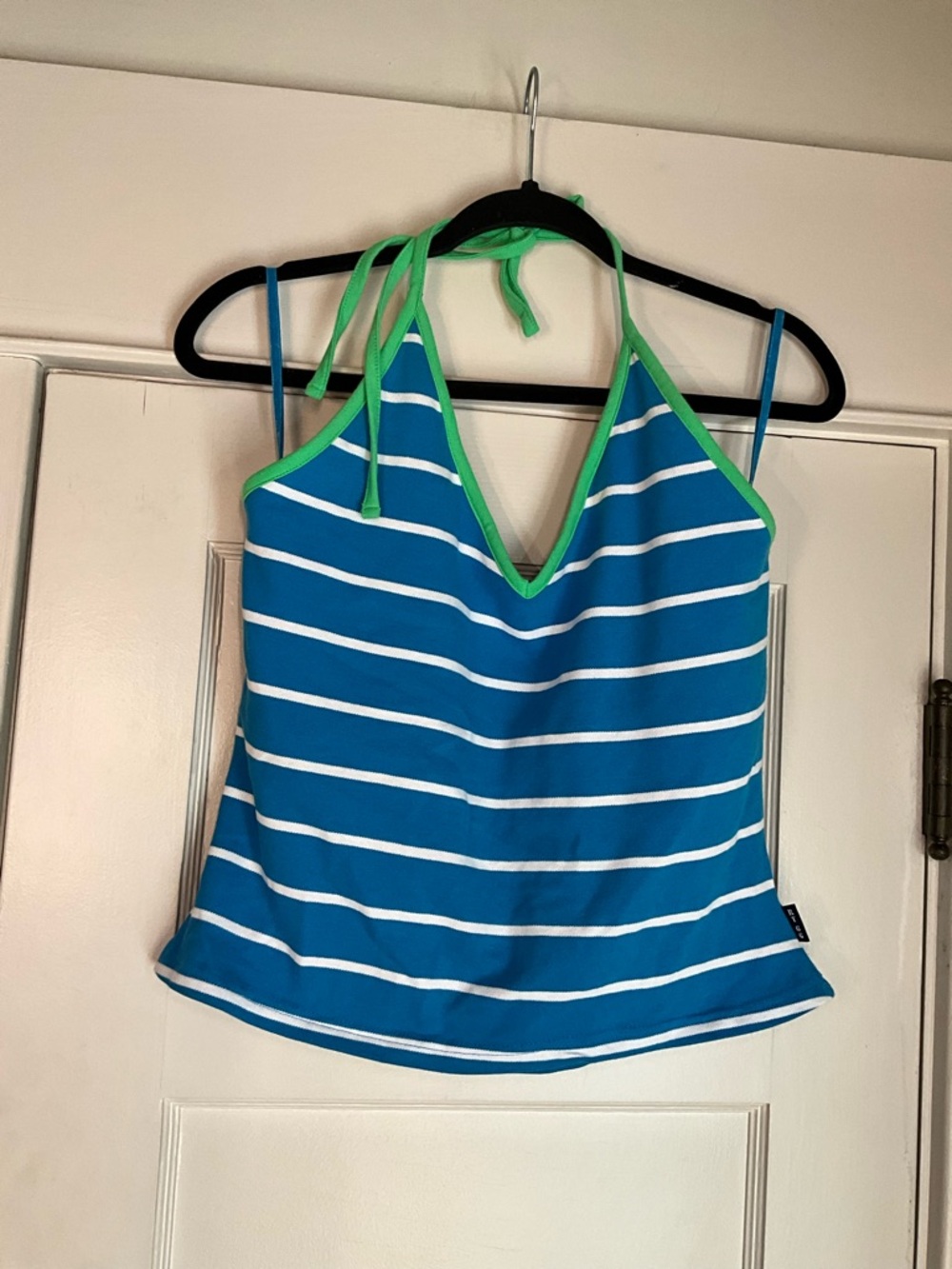 Deadstock Vintage Y2K Route 66 Blue Striped Halter Tank NWT